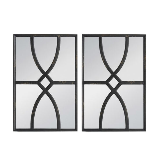 Black Carved Wall Mirrors - Set of 2