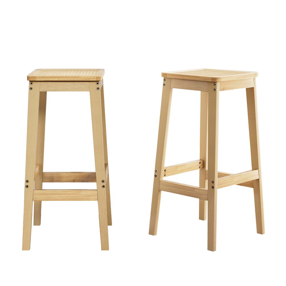 Bamboo and Rattan Barstools - Square (Set of 2)