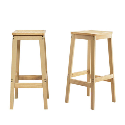 Bamboo and Rattan Barstools - Square (Set of 2)