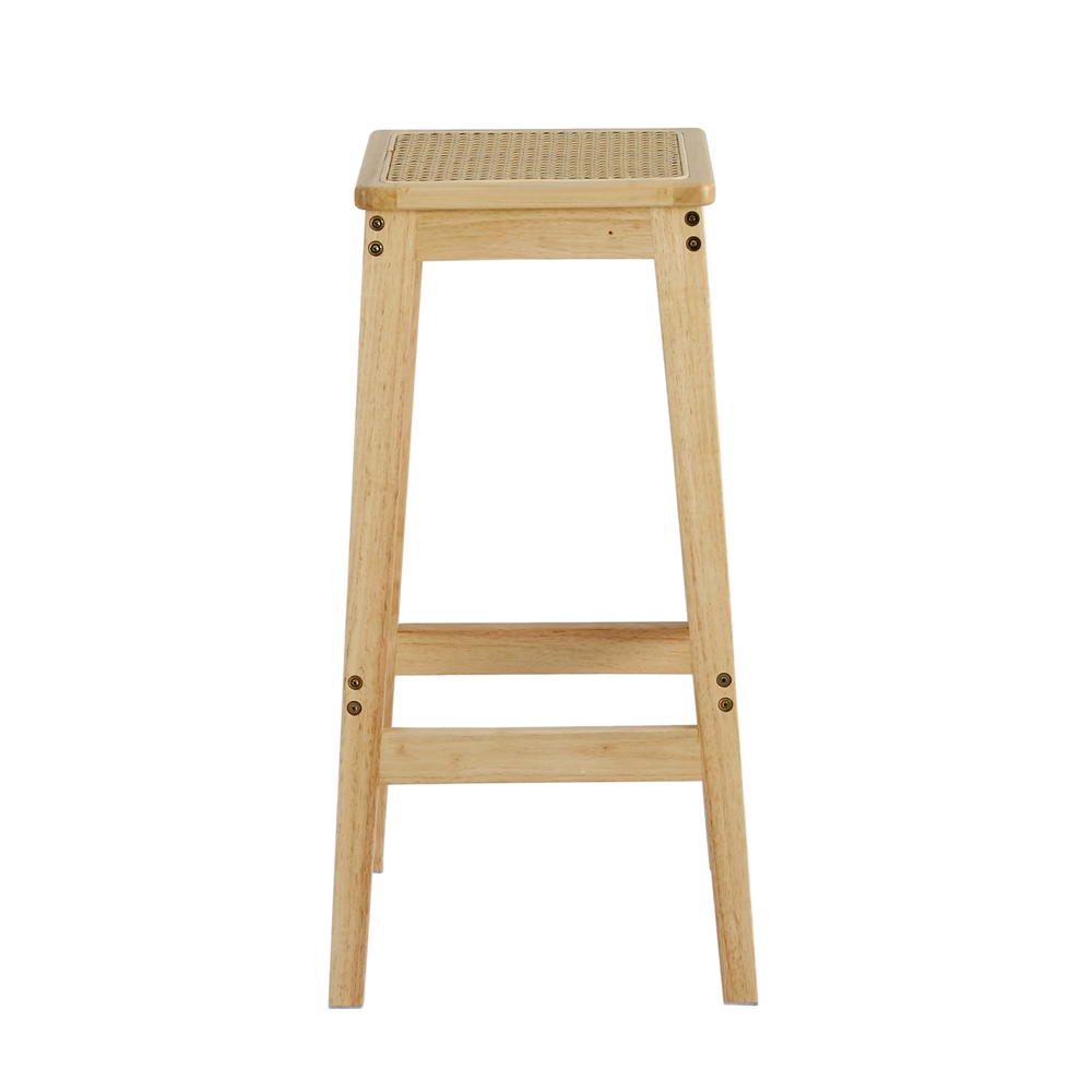 Bamboo and Rattan Barstools - Square (Set of 2)