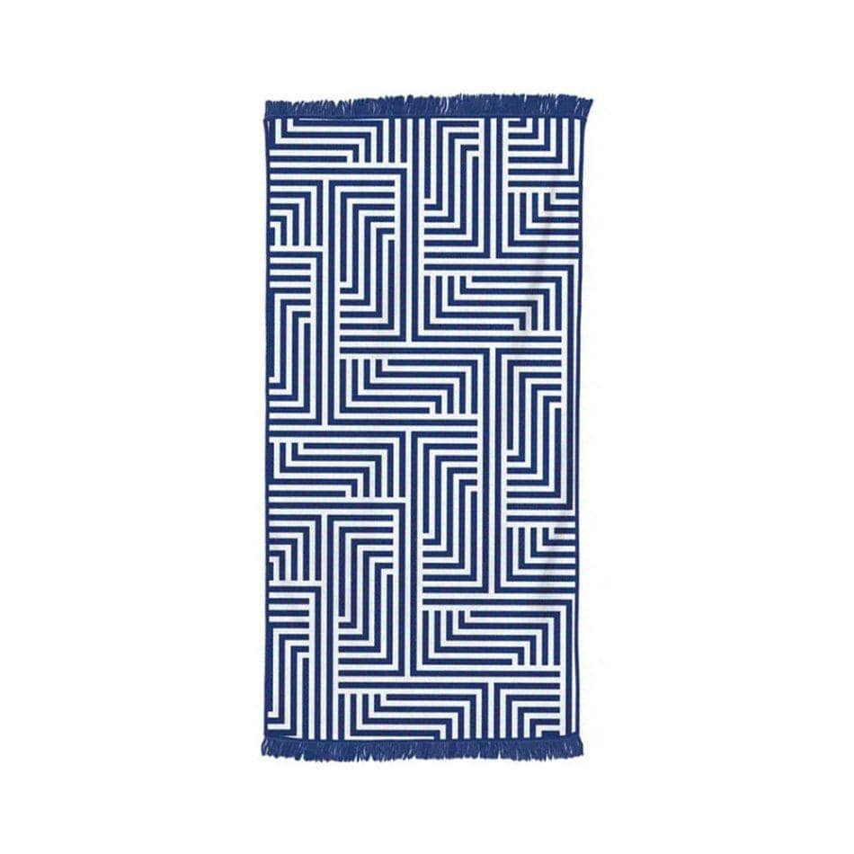 Beach Towel with Tassels - Blue