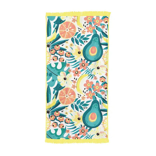 Beach Towel with Tassels - Yellow