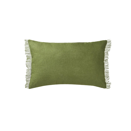 French Linen Filled Cushion Rectangle - Olive