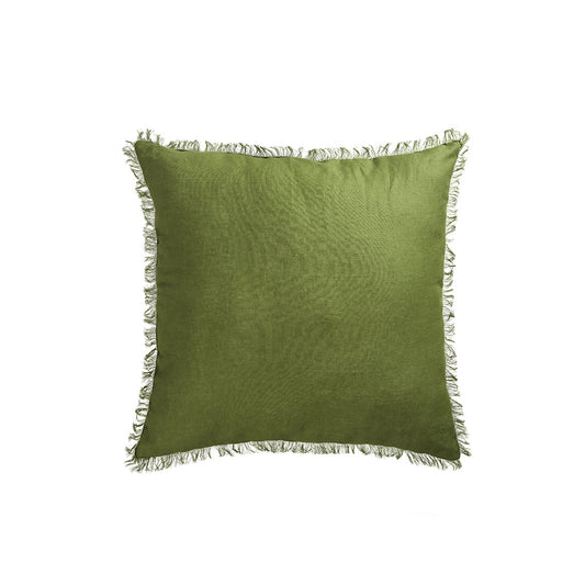 French Linen Filled Cushion Square - Olive