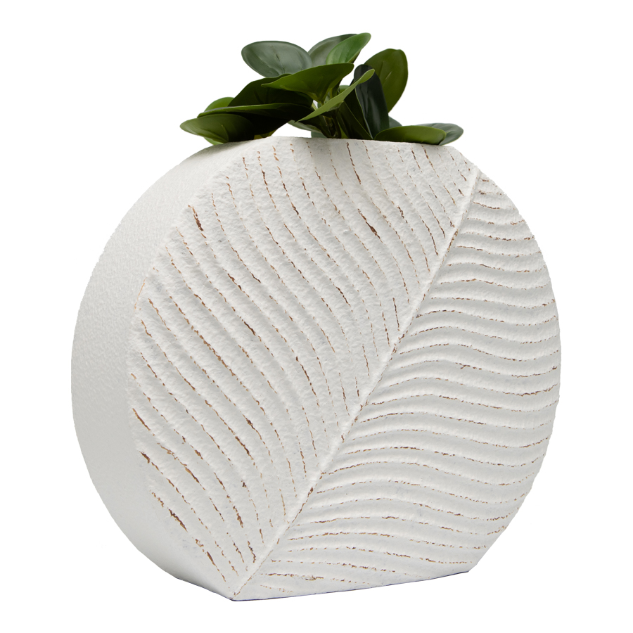 Contemporary Curved Textured White Vase