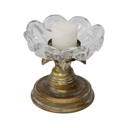 Lustre & Glass Lotus Pillar Candle Holder