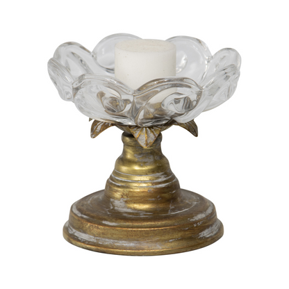 Lustre & Glass Lotus Pillar Candle Holder