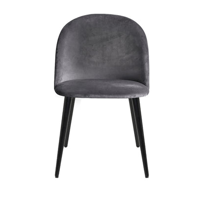 Velvet Solid Curved Dining Chairs - Dark Grey (Set of 2)