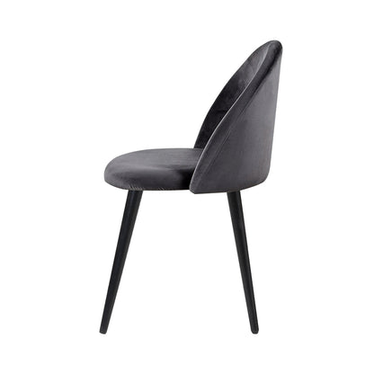 Velvet Solid Curved Dining Chairs - Dark Grey (Set of 2)