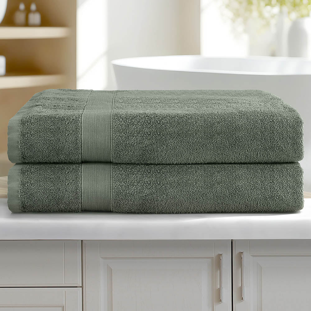 Bath Sheets Set Cotton - Green (Set of 2)