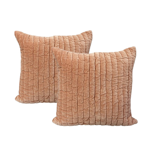 Minerva Blush Velvet Embroidered Cushion Polyester Filled - Set of 2