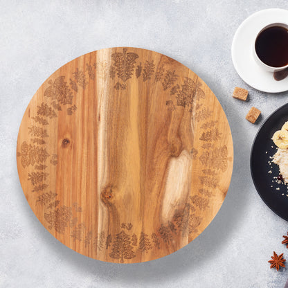 Wooden Lazy Susan Tray - Christmas Trees