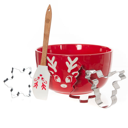 Reindeer Mini Mix Bowl Set - Red