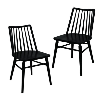 Riviera Solid Oak Dining Chair - Black (Set of 2)