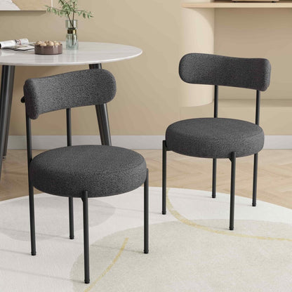 Chic Boucle Elsa Dining Chairs - Charcoal (Set of 2)