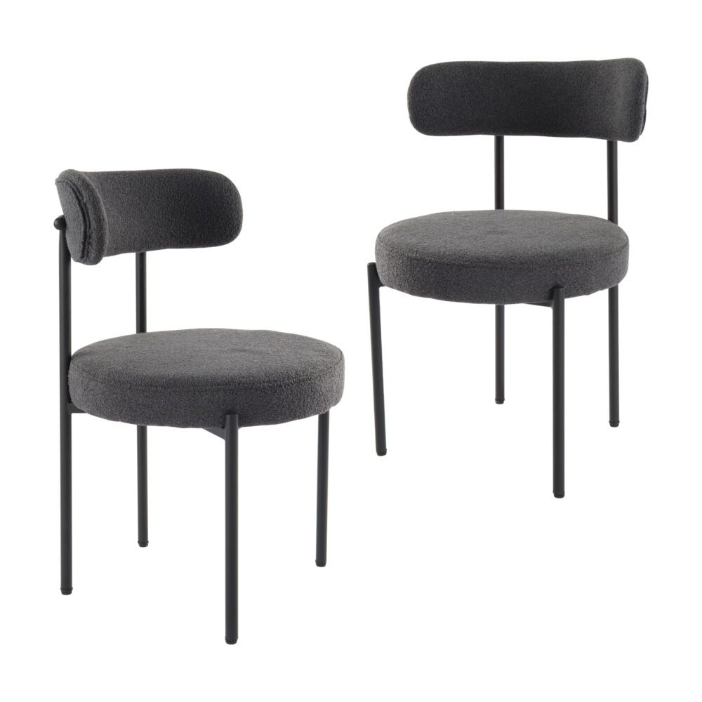 Chic Boucle Elsa Dining Chairs - Charcoal (Set of 2)