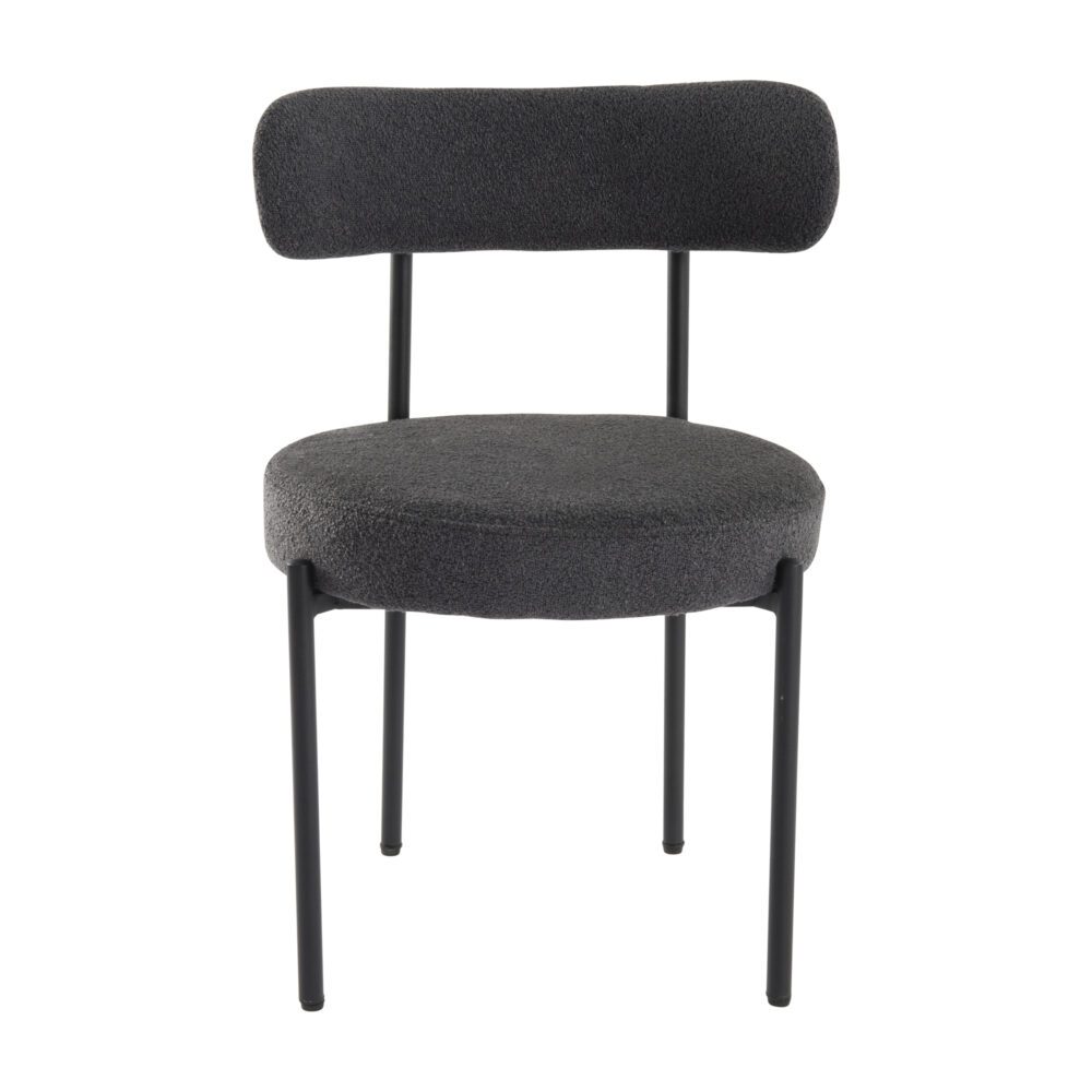 Chic Boucle Elsa Dining Chairs - Charcoal (Set of 2)