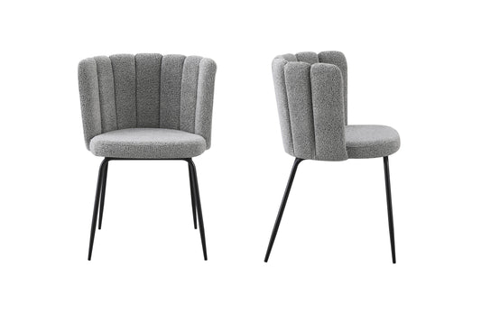 Amelia Boucle Grey Dining Chair - Set of 2