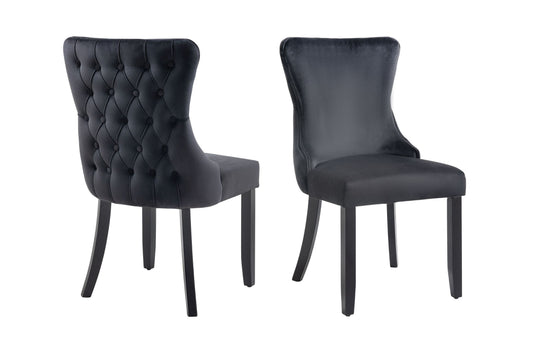 Paris Velvet Upholstered Dining Chairs -Black (Set of 2)