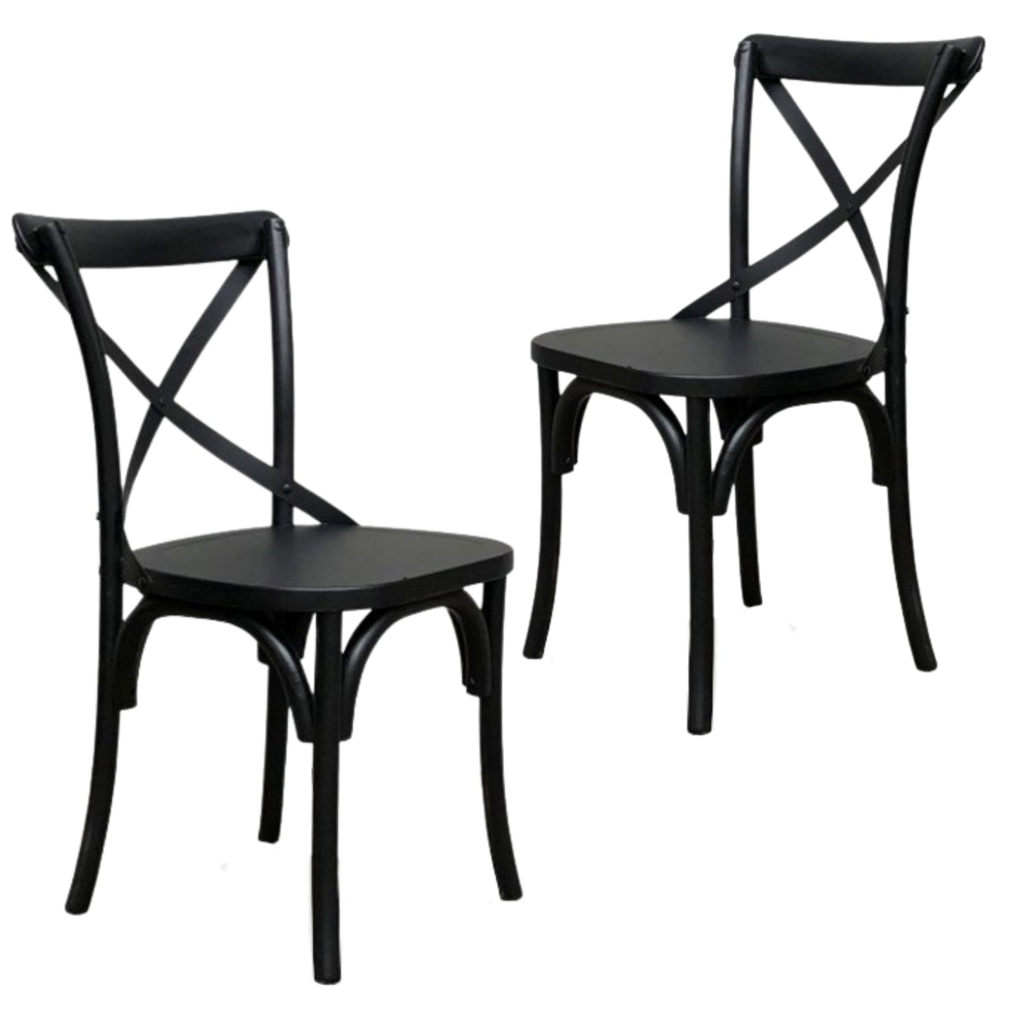 Rustica Solid Timber Dining Chairs - Black (Set of 2)