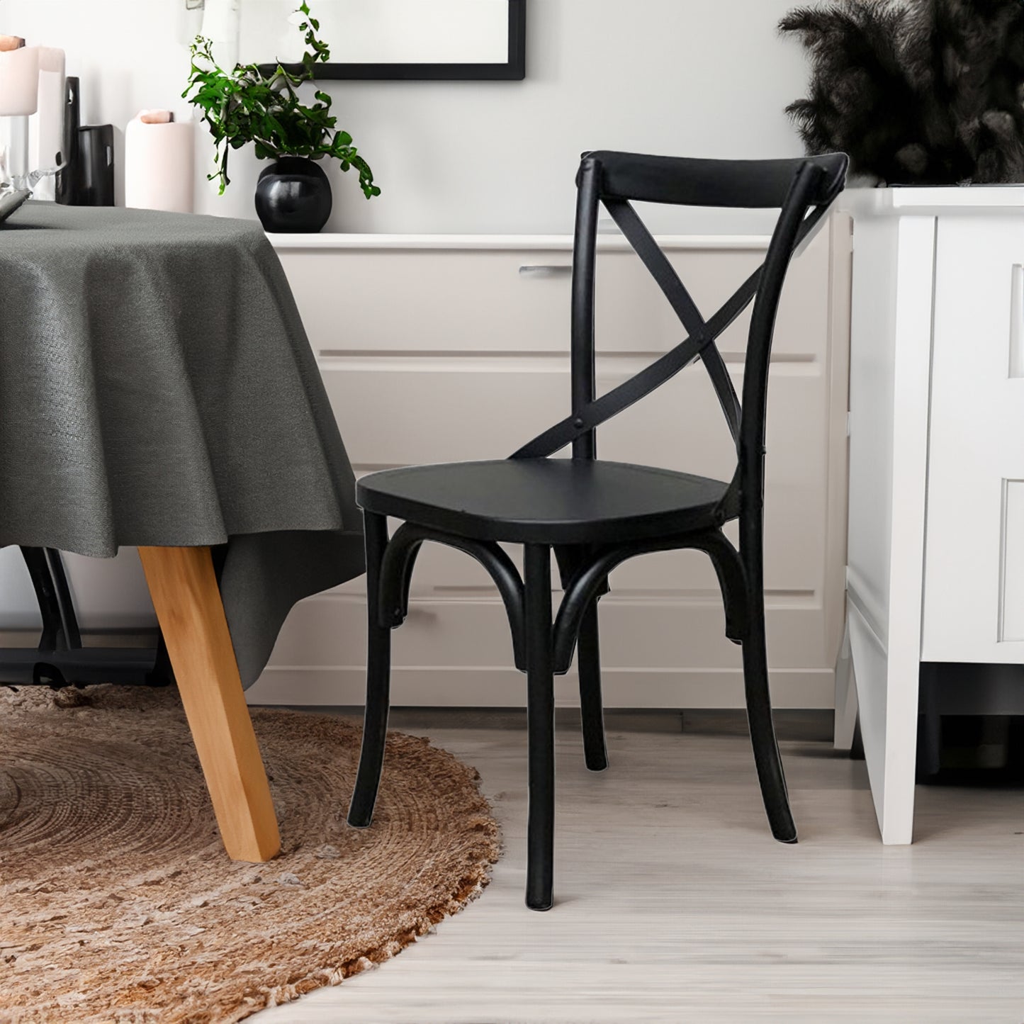 Rustica Solid Timber Dining Chairs - Black (Set of 2)