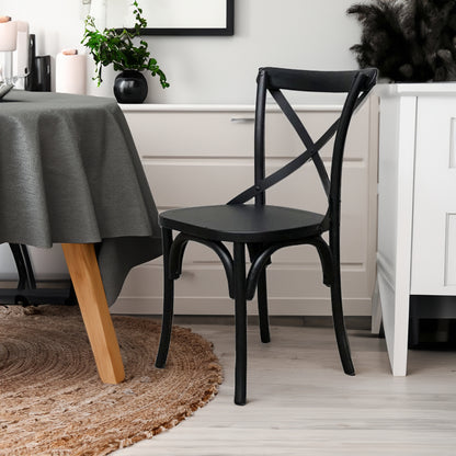 Rustica Solid Timber Dining Chairs - Black (Set of 2)