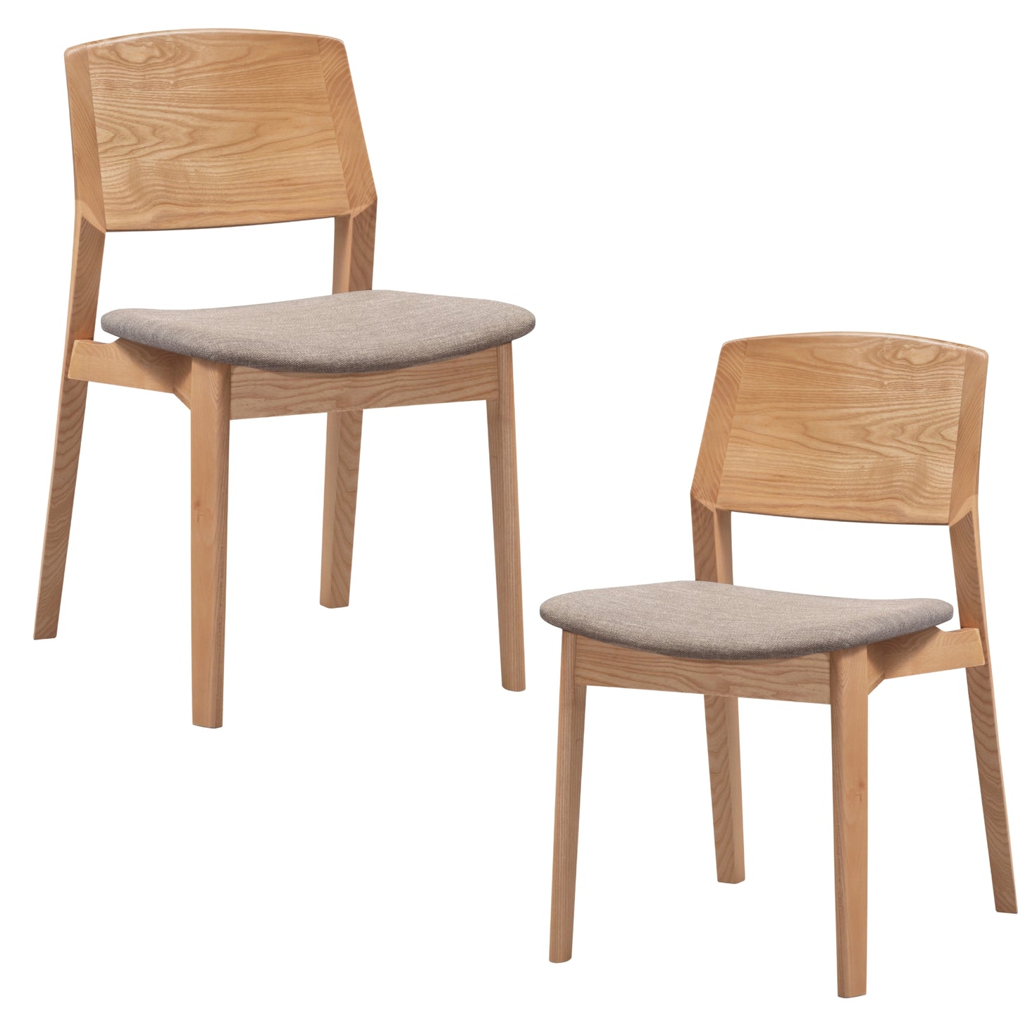 Emilio Solid Ash Wood Dining Chair - Oak (Set of 2)