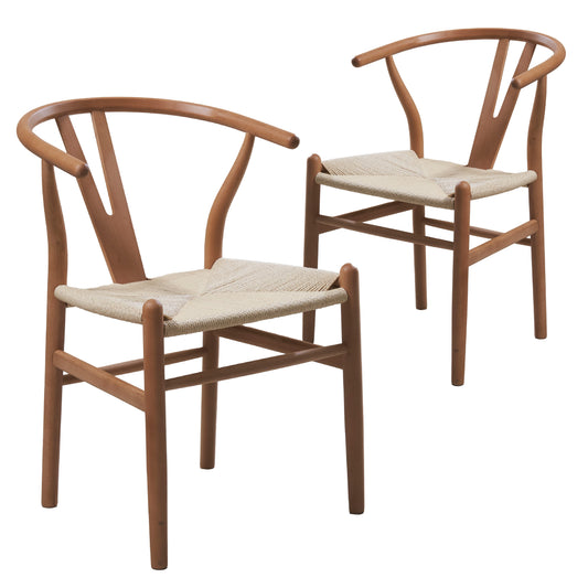 Hans Wegner Replica Wishbone Dining Chairs - Natural (Set of 2)