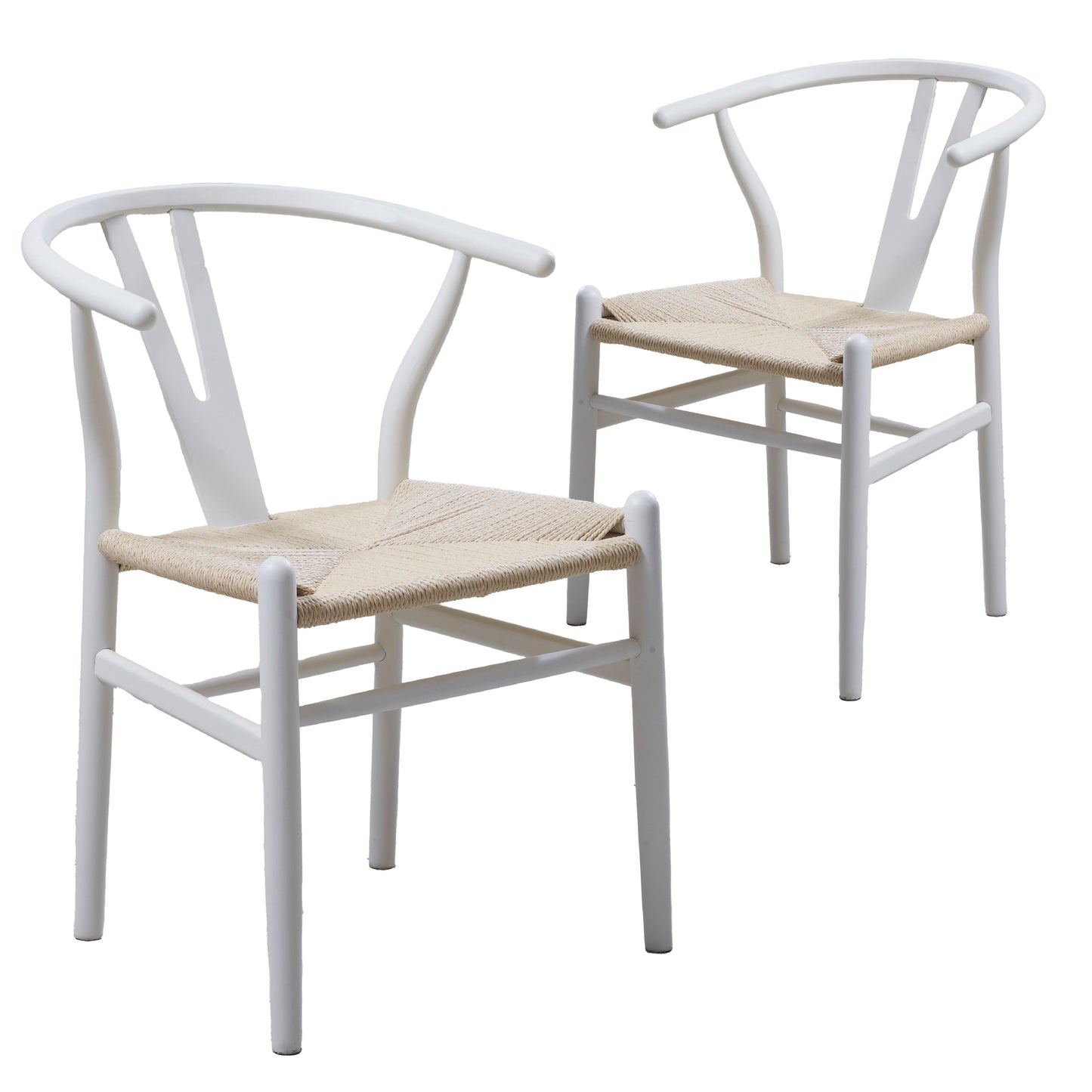 Hans Wegner Replica Wishbone Dining Chair - White (Set of 2)