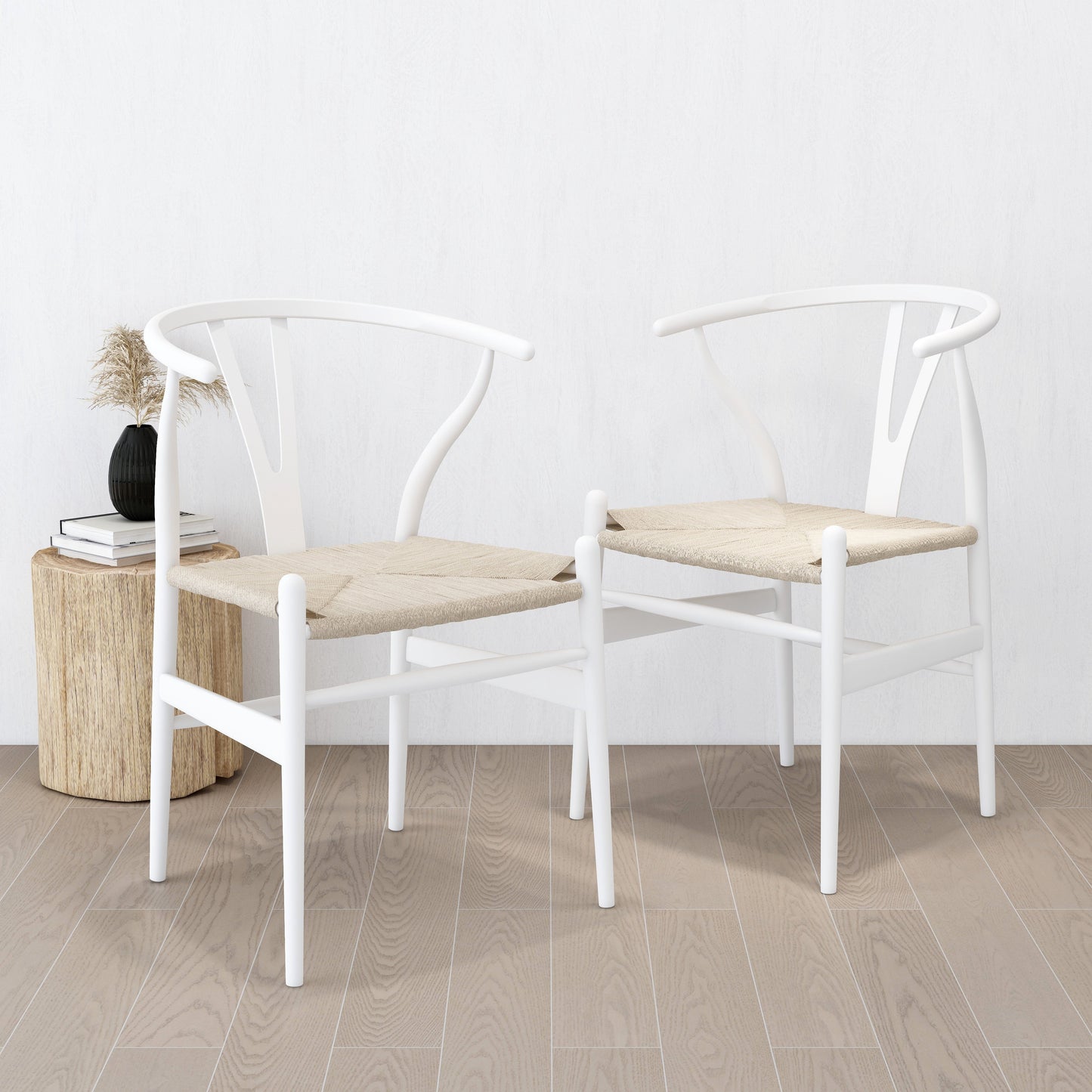 Hans Wegner Replica Wishbone Dining Chair - White (Set of 2)