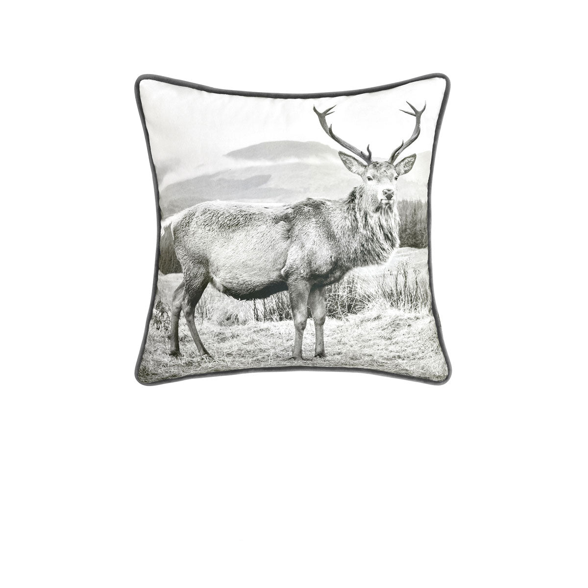 Bianca Alpine Stag Jacquard Velvet Filled Cushion - Taupe