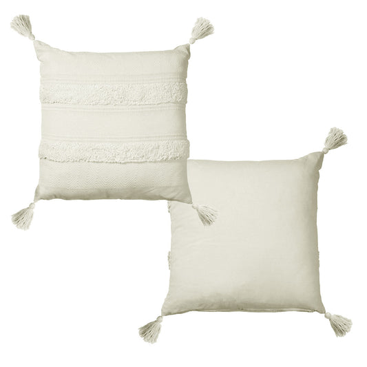 Indra Cotton Cover Filled Cushion - White