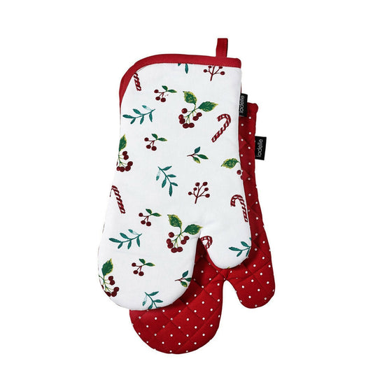 Joyful Red Set of 2 Oven Mitts