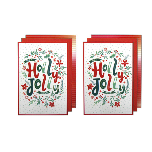 Joyful Jolly Christmas Red Tea Towels - Set of 6