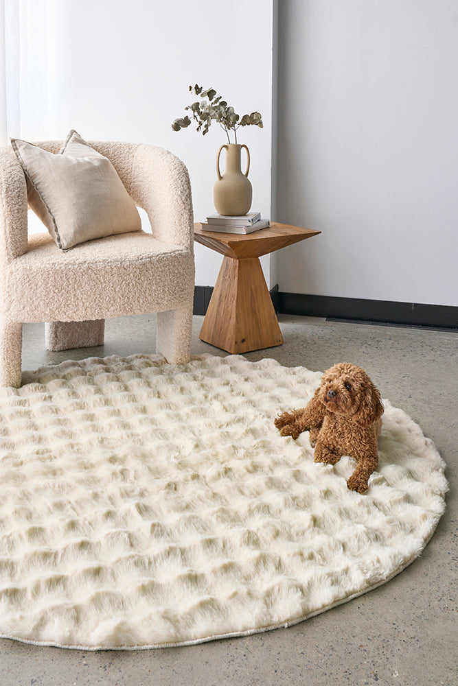 Bubble Round Rug - Natural (100X100)