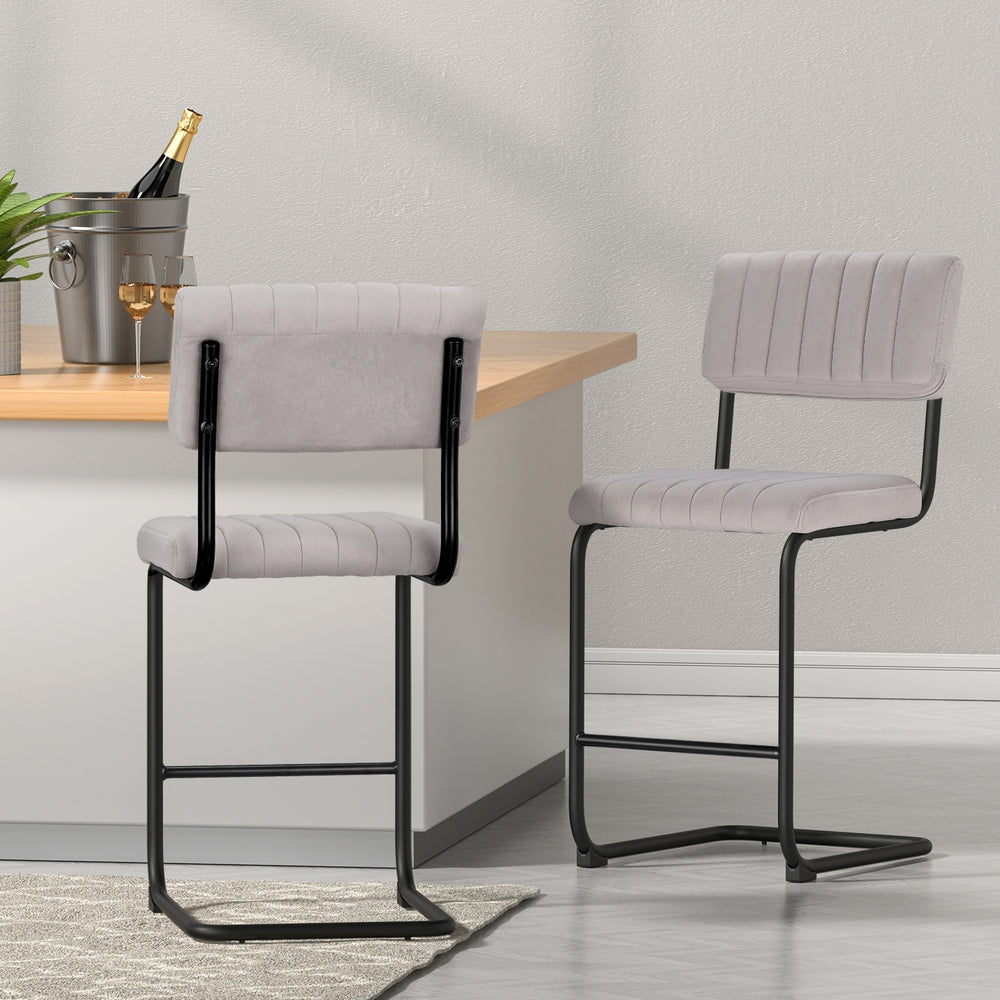 Velvet Bar Stools - Grey