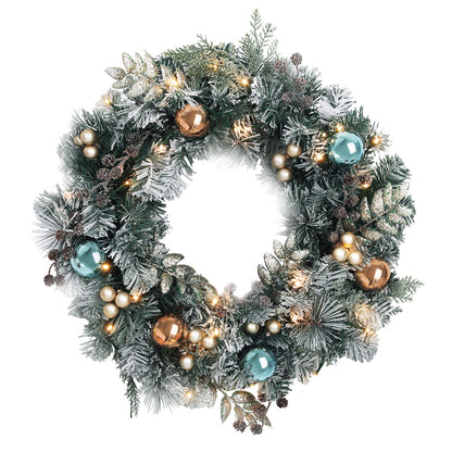 Wreath with LED Lights - Snowy