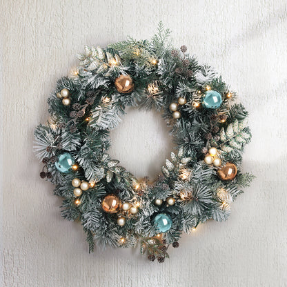 Wreath with LED Lights - Snowy