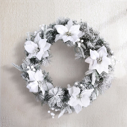 Wreath with LED Lights - Snowy Flowers