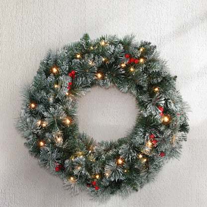 Wreath with LED Lights - Snowy Berries