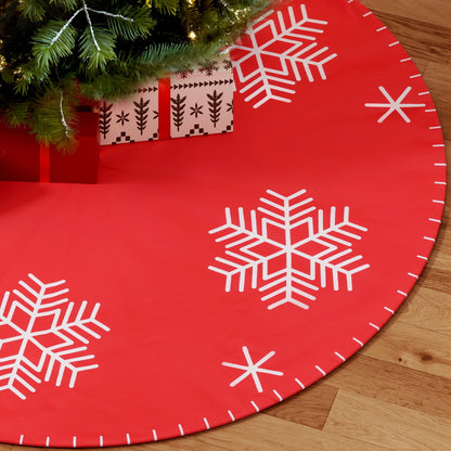 Snowflake Tree Skirt - Red (120cm)