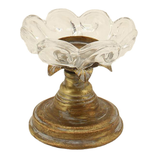 Lustre & Glass Lotus Pillar Candle Holder