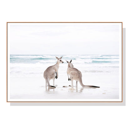 Kangaroo Wood Frame Canvas Wall Art