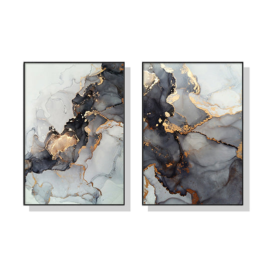 Black Splash 2 Sets Black Frame Canvas Wall Art