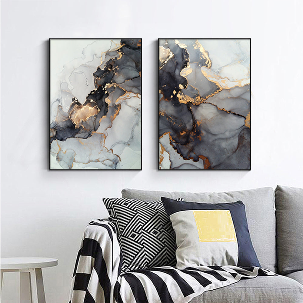 Black Splash 2 Sets Black Frame Canvas Wall Art