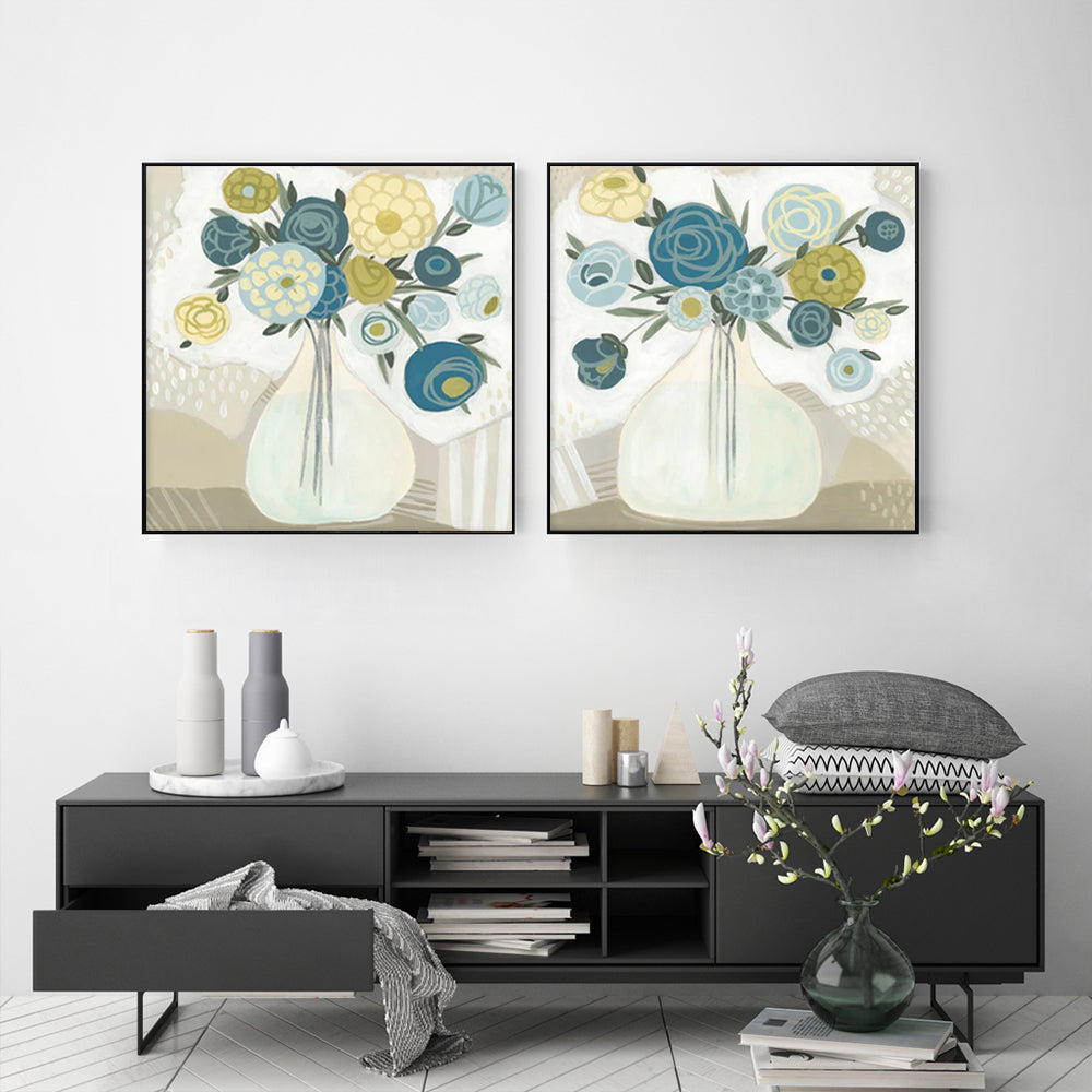 Blue Bouquet Canvas Wall Art (Set of 2)