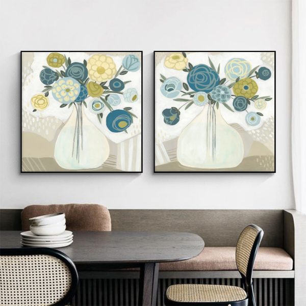 Blue Bouquet Canvas Wall Art (Set of 2)