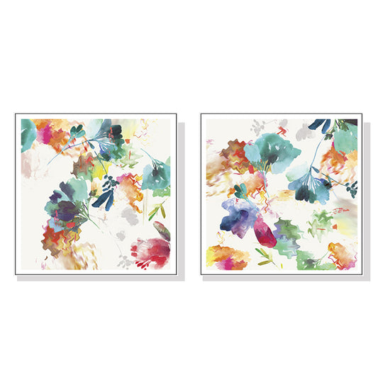 Glitchy Floral Canvas Wall Art (Set of 2)