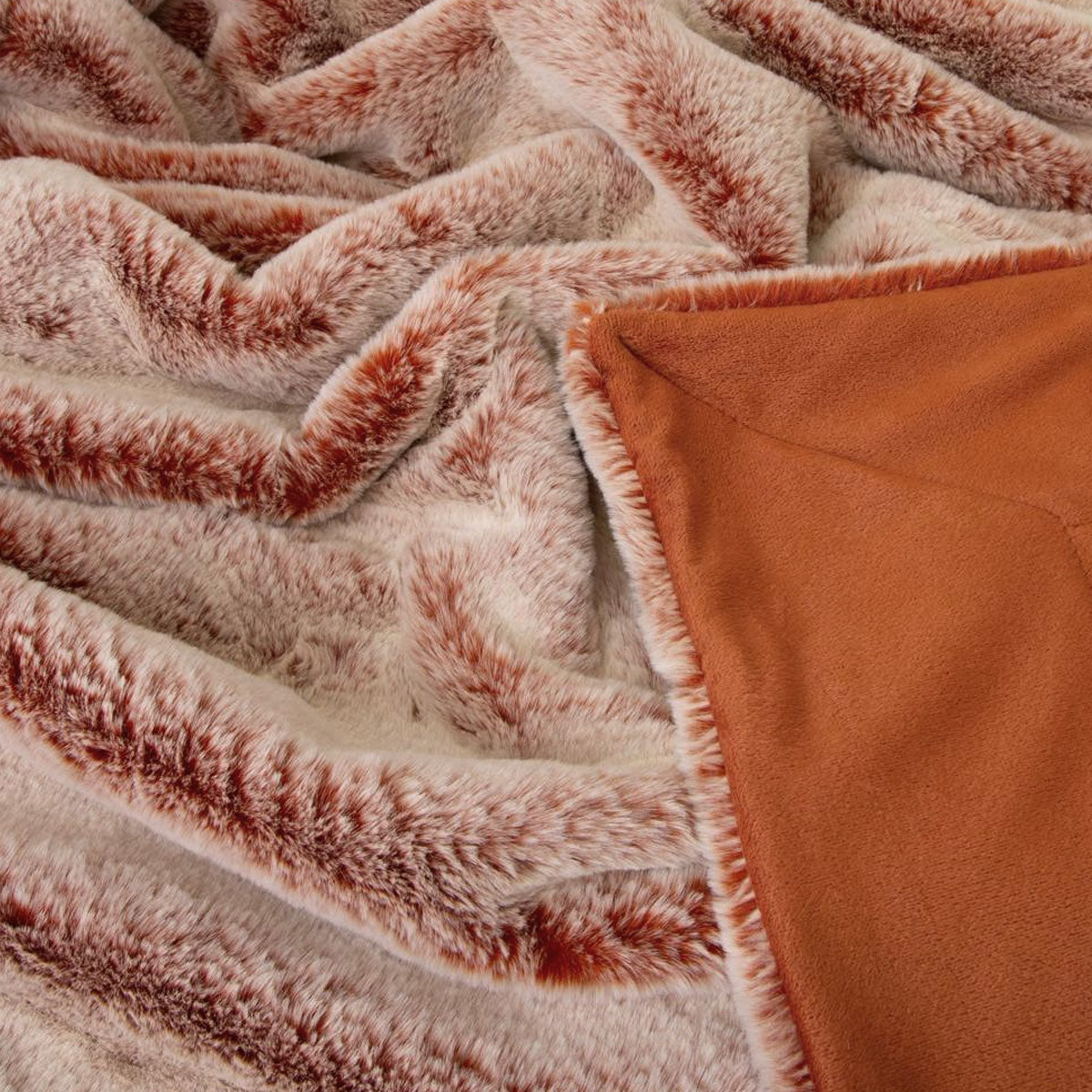 Archie Faux Fur Throw - Terracotta