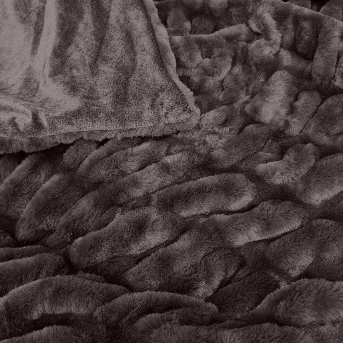 Skyler Faux Fur Throw - Chocolate